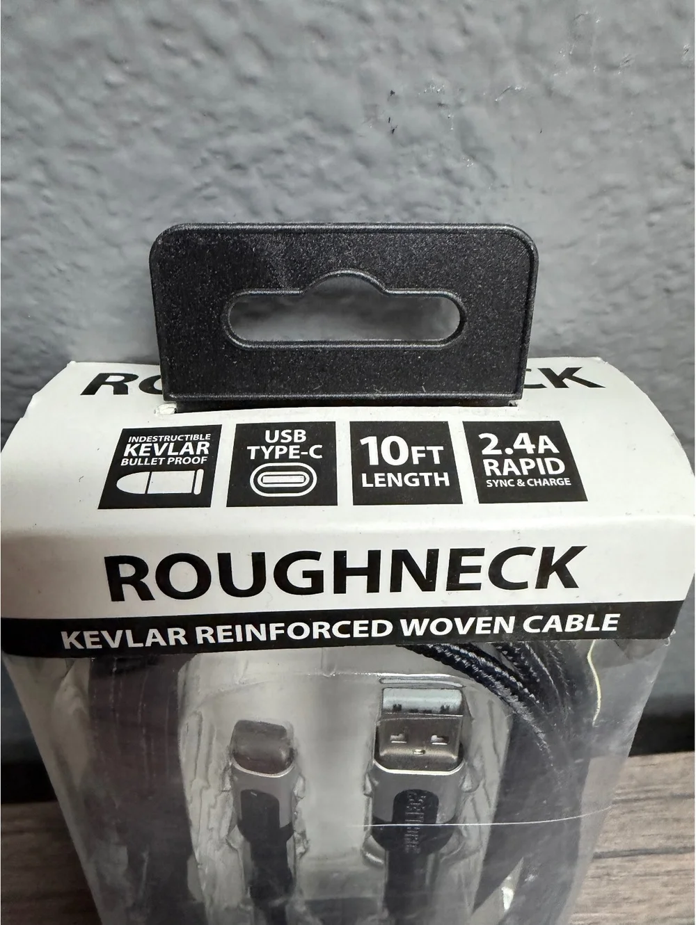 10ft Roughneck USB-C to USB-A Cable 2.4A Indestructible Heavy Duty Cord New